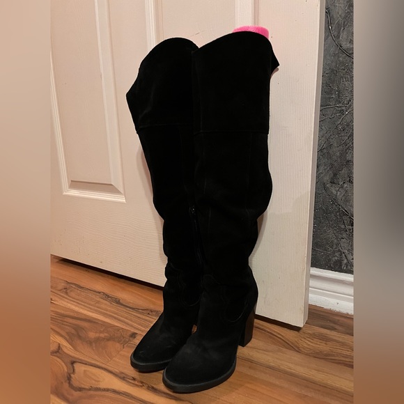 Steve Madden leather suede over knee boots worn once beautiful - Picture 5 of 10